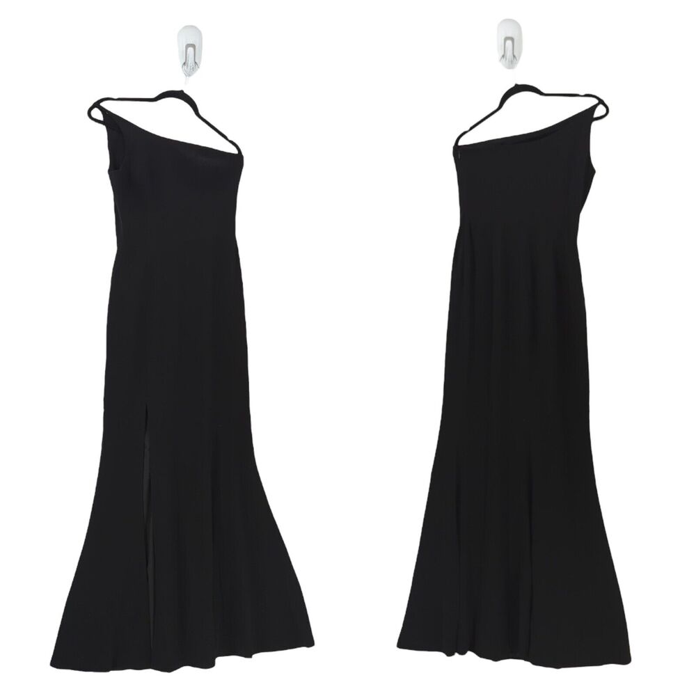 Dress The Population Women S Amy Gown Black One Shoulder Crepe Maxi Formal NEW